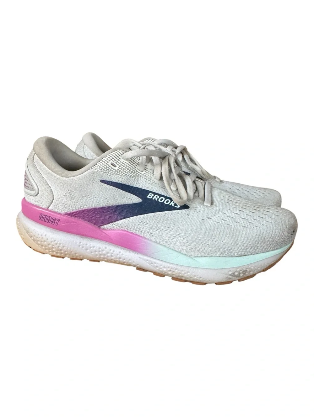 Brooks Women's Running Shoes - Light Gray with Pink & Aqua Gradient